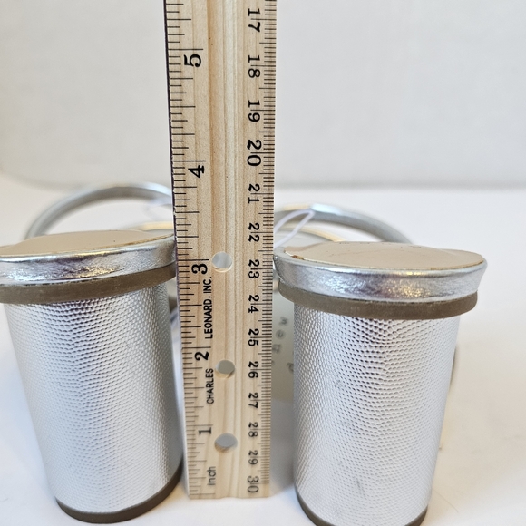 NWT A NEW DAY WOMENS CASS SANDAL HEELS METALLIC SILVER SZ 7.5 PROM WEDDING - Picture 4 of 5